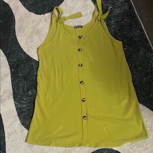 SHEIN Green Buttoned Tie Front Tank Dress